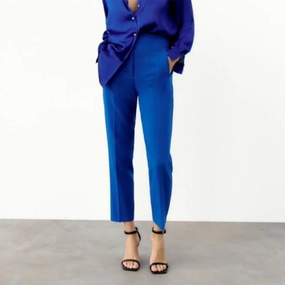 Zara Cobalt Blue High Waist Trousers